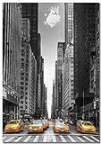 Panorama Quadro su Tela Canvas Stampe da Parete Taxi di New York 100 x 70 cm - Stampa su Tela con Telaio di Alta qualità - Quadri Moderni Soggiorno - Stampe da Parete Moderne - Decorazione Parete