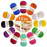 Pacco di lana acrilica da 12 pezzi - per maglieria multicolore con filati all uncinetto, lana di colore in 12 colori vivaci (ogni 13g)