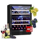 KLARSTEIN Cantinetta Design da Incasso, Refrigerata per Vino Rosso, Bianco e Birra, Controlli Touch, per Esterno/Interno, 129L, 43 Bottiglie
