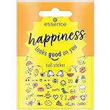 essence cosmetics happiness looks good on you nail sticker, multicolore, coprente, risultato espresso, facile da rimuovere, privo di nanoparticelle, confezione da 1 (57 pezzi)
