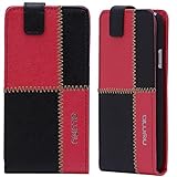 Numia - Custodia protettiva per LG Optimus L5 (E610), in pelle PU, con funzione leggio e scomparto per carte di credito, colore: Nero/Rosso