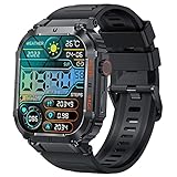 GaWear 1.96" Smart Watch Uomo 320 * 386HD Militari Smart Watch Tracker di attività con Chiamate Bluetooth, 120+ modalità Sport, Cardiofrequenzimetro, SpO2, Notifiche WhatsApp per Android iOS（Nero）