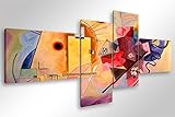 Degona - Kandinsky - Cornice moderna - Stampa su tela, arte astratta, arredamento - giallo, rosso e blu - 160 x 70 cm