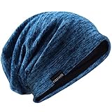VECRY Uomo Slouchy Beanie Knit Zucchetto Lungo Gonfio Foderato Inverno Estate Cappelli (Blu)