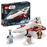 LEGO Star Wars Jedi Starfighter di Obi-Wan Kenobi, Modellino da Costruire di Astronave Giocattolo da l Attacco dei Cloni con Spada Laser, Figura di Droide R4-P17 e Minifigure Personaggio Taun We 75333