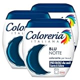 3x Coloreria Italiana Colorante per Tessuti in Lavatrice Colore Blu Notte Formula Tutto in Uno - 3 Confezioni Monodose da 350 g