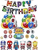 Supereroi Decorazioni di Compleanno Palloncini Supereroi Palloncini Foglio Avengers Striscioni per Feste di Compleanno,Uomo Ragno a tema per bambini Palloncini (A)