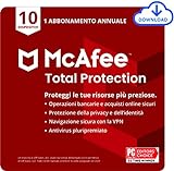 McAfee Total Protection 2022| 10 dispositivi | 1 anno| Antivirus, VPN, protezione dell identità, sicurezza Internet, gestore delle password, controllo genitori| PC/Mac/Android/iOS | Download