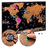 ATLAS & GREEN Mappa del Mondo da Grattare | Cartina Geografica Mondo da Grattare | Scratch Map Ultra dettagliata Stati Uniti 70 x 42 cm + Kit Accessori