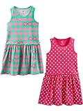 Simple Joys by Carter s Short-Sleeve And Sleeveless Dress Sets, Pack of 2 Abito Casual, Cuori/Pois, 5 Anni (Pacco da 2) Bambine e Ragazze