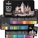 Castle Art Supplies Set di 120 Matite Colorate per Artisti, Professionisti e Coloristi Adulti | Cofanetto di Presentazione in Metallo