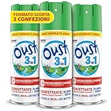 Oust 3 in 1 Spray Elimina Odori Disinfettante per Tessuti d Arredo e Superfici, Uccide il 99,9% dei Batteri, 3 Confezioni da 400ml