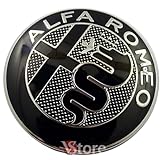 2 Fregi Stemma Compatibili Per Alfa Romeo New Black Nero Logo 74mm Per Cofano Anteriore e Posteriore Emblema Gold compatibile per 147 156 159 Brera Mito METALLO