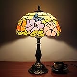 12 pollici farfalla Vintage pastorali splendidi fiori di vetro macchiato di stile di Tiffany lampada da tavolo da letto lampada da comodino Lampada