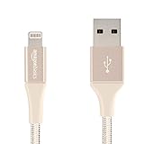 Amazon Basics - Cavo compatibile da USB A a Lightning, in nylon a doppio intreccio - Certificato Apple Mfi, Oro, 10 cm