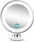 Auxmir Specchio Ingranditore 10X Specchio Trucco Illuminato LED Specchio a Ventosa 360° Girevole Portabile Luce Naturale Senza Fili Ideale per Casa e Viaggi