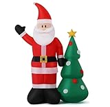 Xakay 7ft Babbo Natale con Albero di Natale Gonfiabile Gigante Luci a LED, 220cm Decorazione Natalizia Auto-esplosiva, Luminoso, Decorazioni Feste per Interni ed Esterni