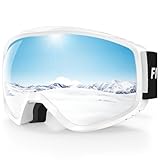 findway Maschere da Sci, Occhiali Sci Donna Uomo, Maschera da Snowboard e Sci per Occhiali da Vista OTG,Anti-UV Protezione UV Anti-Nebbia, Argento Lente Specchio