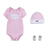 Levi s Classic Batwing Infant Hat Bodysuit Bootie Set 3Pc, Tutina per bambino e neonato Unisex - Bimbi 0-24, Rosa (Fairy Tale), 0-6 mesi