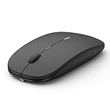 Mouse Wireless, Anmck Ergonomico Clic Silenzioso Ricaricabile, 3D USB Ottico 3 Livelli Regolabile Dpi, Leggero Per Computer Portatile Pc Mac Macbook Pro-Nero