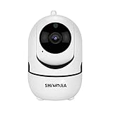 SHIWOJIA Home Camera 1080P, Telecamera Wi-Fi Interno Videocamera di Sorveglianza con Visione Notturna, Audio Bidirezionale,Rilevamento del Movimento, Notifiche Push (Bianco)
