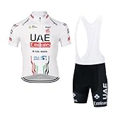 Roscyker 2024 Pro Team UAE Maglia da ciclismo da uomo Completo, maglia da bicicletta traspirante per mountain bike, pantaloncini con bretelle kits GEL Paddad (XL)