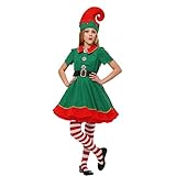Costume da Elfo di Natale per Bambini Adulti, Verde Completo Genitore-Figlio, Vestito da aiutante di Babbo Natale per Uomo Donna