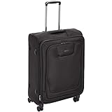 Amazon Basics, Premium, valigia espandibile, morbida, con rotelle multidirezionali e chiusura TSA, 51.8 cm, bagaglio a mano di dimensioni standard, Nero
