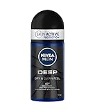 NIVEA MEN DEEP Roll-on deodorante 6 x 50ml, Deodorante uomo con formula anti-batterica con Carbone Attivo, Deodorante anti-traspirante per 48 h di intensa freschezza