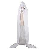 CHSYOO mantello bianca con cappuccio mantello lungo con cappuccio per Halloween costume party strega diavolo vampiro cosplay fancy dress