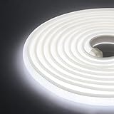 XUNATA Luce al Neon Flessibile Striscia LED COB con Alimentatore 220V, Alta luminosità 288 LED/m, IP65 impermeabile, Nastri LED per Decorazione (5m, Bianco Freddo)