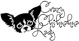 Adesivo per Auto 22 Cm (8,6 Pollici) Pazzo Chihuahua Lady Decalcomania in Vinile Finestra Paraurti Adesivo per Auto Decorazione Cane Pet Chi Love Dogs Nero/Argento (Hg1Fs12122)(2 Pezzi)