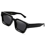SHEEN KELLY Retangle spesse con occhiali da sole robusti rettangolari per donne uomini alla moda classici stretti piazza nera di tartaruga telaio in tela da sole