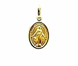 PEGASO GIOIELLI - Ciondolo da Donna in Oro Giallo 18kt (750) Pendente Religioso Madonna di Lourdes Medaglia Miracolosa Madonnina