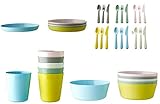 Ikea KALAS - Set di 6 piatti e posate per bambini, multicolore pastello