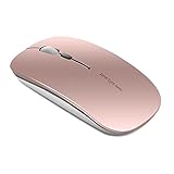 Uiosmuph Q5 Mouse Wireless Ricaricabile, Senza Fili Silenzioso 2,4G 1600DPI Mouse Portatile da Viaggio Ottico con Ricevitore USB per Windows 10/8/7/XP/Vista/PC/Mac (Oro Rosa)