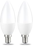 Amazon Basics Lampadina piccola a candela, a LED, attacco Edison E14 (SES), 5.5 W (equivalente a 40 W), luce bianca calda, non dimmerabili, confezione da 2