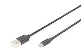 DIGITUS Cavo di collegamento USB 2.0-1,0 m - da USB A (M) a USB Micro B (M) - 480 Mbit/s - Cavo di collegamento - Nero
