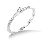 Miore Gioielli da donna 0,12 carati diamante anello di fidanzamento con diamanti brillanti anello in oro bianco 18 carati / 750