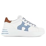 Hogan Sneakers da Donna Rebel in Pelle Bianco e Azzurro - HXW5640DN61 N4O0SU7 - Taglia 37½