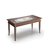 Mobili Fiver, Tavolino da salotto, Classico, Noce, Nobilitato/Vetro, Tavolino da Salotto Moderno per divano, Made in Italy
