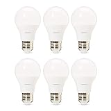 Amazon Basics - Confezione da 6 lampadine a LED professionali, con attacco Edison E27, piccole, equivalenti a 40 W, luce bianca calda, non dimmerabili