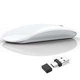 Uiosmuph G11 Mouse Wireless Ricaricabile, Mouse Senza Fili Silenzioso, 2,4 GHz con Ricevitore di Tipo C e USB per Laptop/PC/Mac/Chromebook,bianco