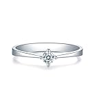 Anello di diamante di modo, anello grosso estetico Pt950 platino H 0.1ct SI diamante rotondo gioielli anello promessa regali per le donne, Size V 1/2, Platino, Zirconia cubica