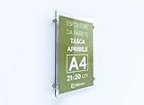 3DScube Targa in plexiglass da parete a tasca apribile, porta avvisi e depliant formato A4 verticale 21×30 cm, completa di distanziali in alluminio (1 pezzo)