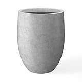 Kante atural - Fioriera alta, grande vaso decorativo per interni ed esterni, cemento naturale, altezza 55 cm