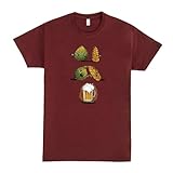 Pampling Maglietta Manica Corta in 100% Cotone, Abbigliamento Unisex per Uomo e Donna in 5 Taglie, T-Shirt Rossa, Modello Beer Fusion (S)