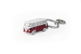 Brisa VW Collection - Volkswagen Portachiavi vintage in metallo smaltato, per chiavi/zaino/borsa, Camper Bus T1 design (Bus classico/Rosso/Bianco)