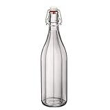BERARDI Bottiglie in vetro con tappo ermetico vintage 1 lt | Set 6 bottiglie da 1 litro | Bottiglia vuota in vetro per acqua, vino, liquore olio