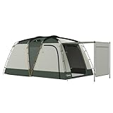 Outsunny Tenda da Campeggio 4 Posti Impermeabile con Zona Notte e Zona Giorno Separate, Tenda per Campeggiare in Poliestere, 460x300x200 cm, Verde